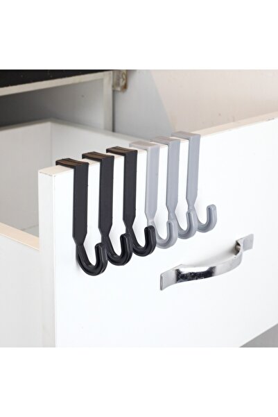 Füllen Makina 6'lı Çekmece Ve Dolap Kapağına Takılabilen Çok Amaçlı Askılık Gri-siyah