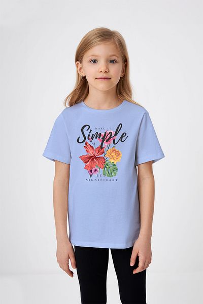 ADABEBEK Tricou pentru fetiță cu imprimeu cu flori simplu scris