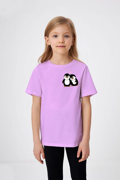 ADABEBEK Tricou pentru fetiță cu imprimeu pentru cupluri de pinguini cu inimă