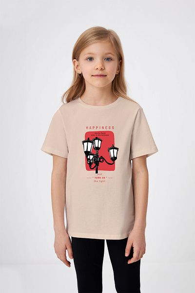 ADABEBEK Just Turn On The Lights Printed Girl's T-Shirt
