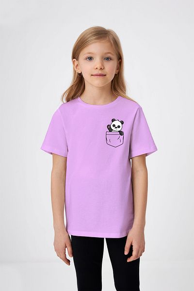 ADABEBEK Tricou pentru fetiță cu imprimeu panda și detaliu de buzunar