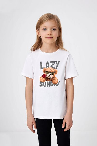 ADABEBEK Tricou pentru fetiță cu imprimeu Lazy Sunday