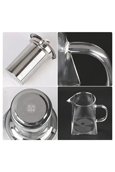 Tomurcukhome Glass Teapot with Strainer Heat Resistant 950 ML