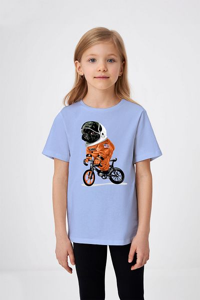 ADABEBEK Tricou pentru fetiță cu imprimeu pentru astronaut cu bicicletă
