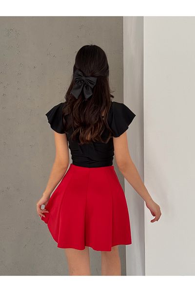BE CHİC WOMEN'S FLUFFY SCUBA FABRIC MINI BELL SKIRT DF5530