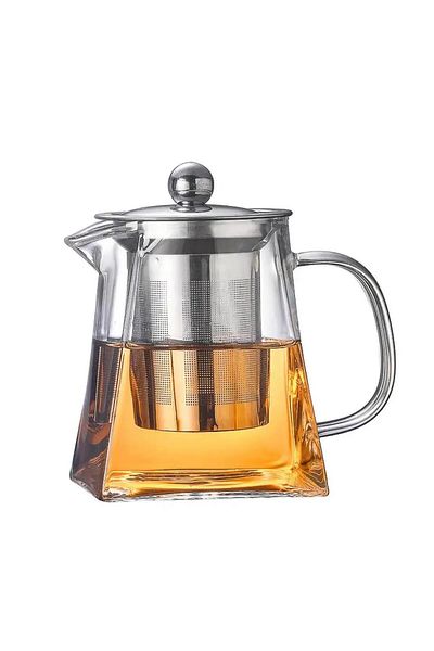 Tomurcukhome Glass Teapot with Strainer Heat Resistant 950 ML