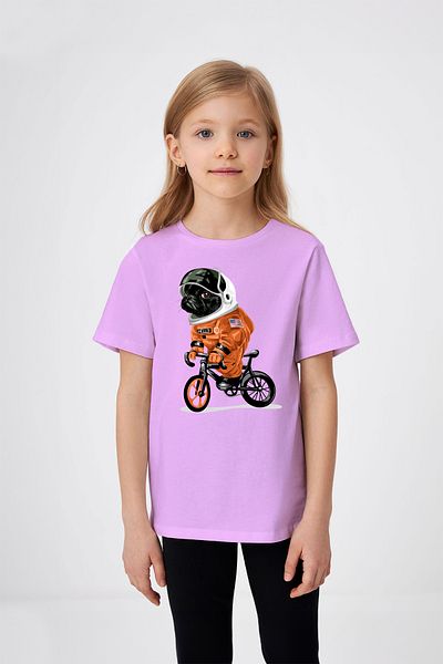 ADABEBEK Tricou pentru fetiță cu imprimeu pentru astronaut cu bicicletă