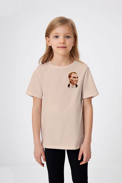 ADABEBEK Mustafa Kemal Atatürk Σχέδιο εμπριμέ μπλουζάκι για κορίτσι με παπιγιόν