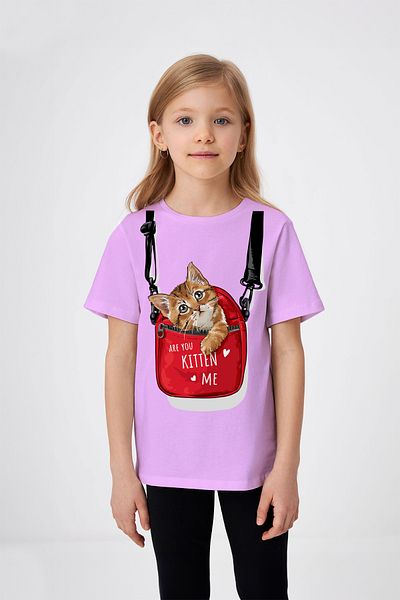 ADABEBEK Tricou imprimat cu pisici pentru fetiță într-o geantă