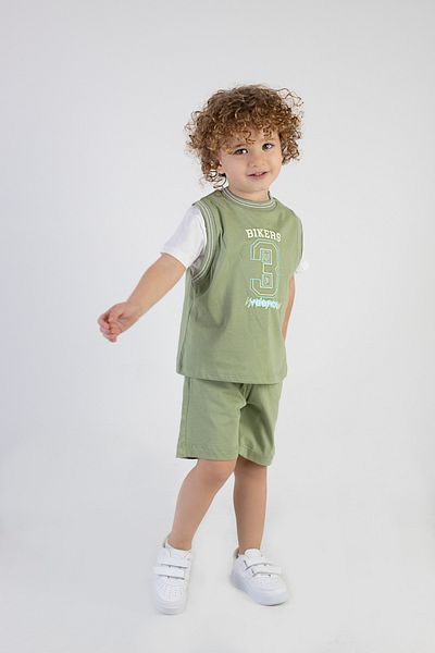 Harika KIDS Boy's Bikers Printed Short Sleeve Shorts Top and Bottom Set