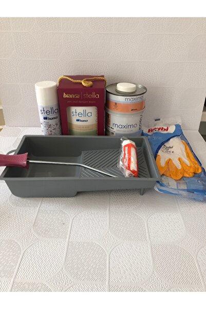 Bianca Stella Set 1 Lt- Siyah  Boya + Beyaz Mermer Effekt Sprey + Maximo Sıvı Cam Parlak