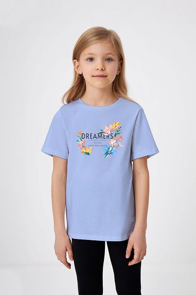 ADABEBEK Dreamers Never Stop Dreaming Tricou pentru fetiță cu imprimeu cu flori