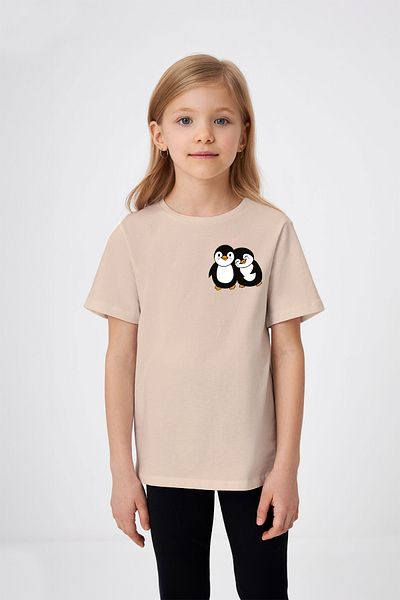 ADABEBEK Penguin Couples Heart Λεπτομερές εμπριμέ μπλουζάκι για κορίτσια