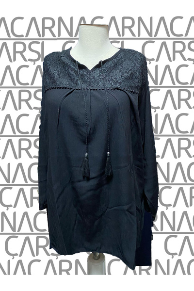 nacar çarşı Γυναικεία άνετη μπλούζα μονόχρωμη με λεπτομέρεια από κορδόνι