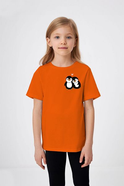 ADABEBEK Tricou pentru fetiță cu imprimeu pentru cupluri de pinguini cu inimă