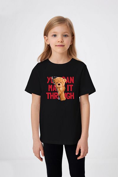 ADABEBEK Tricou pentru fetiță cu imprimeu cu ursuleț de pluș