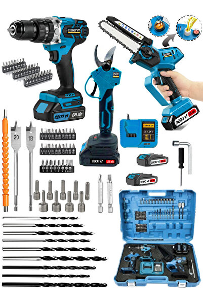 Eisenn Germany G-TECH 40 MM Budama Makası Yağ Pompalı Dal Kesme 13 MM Akülü Matkap Set