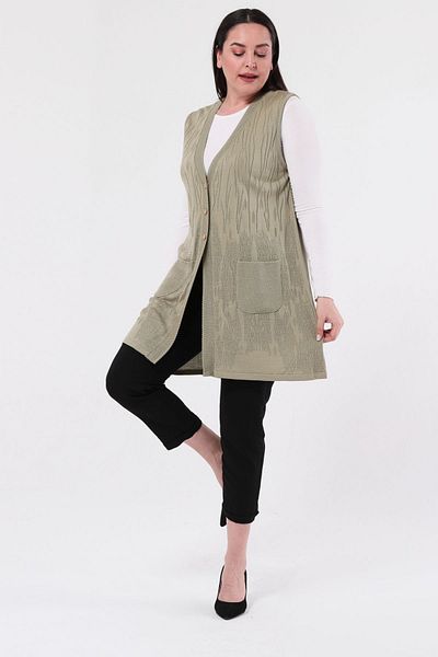 Laden Plus Size Women's Long Very Special Thin Knitwear Mother Seasonal Vest