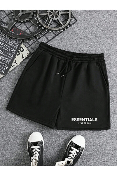 De Carte Essentials Printed Black Men's Regular Fit Shorts