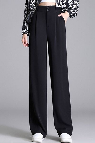 DE PLEIN Pantaloni Olivia Oversize Original Cut Full Lycra Palazzo Negri de damă