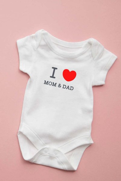 KİTE BABY -I love mom&dad - bebek body zıbın-badi zıbın-çıtçıtlı
