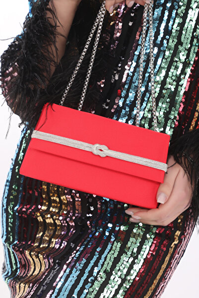 Piedra Червона атласна тканина з камінцями, магнітна кришка, ручка та ремінец...