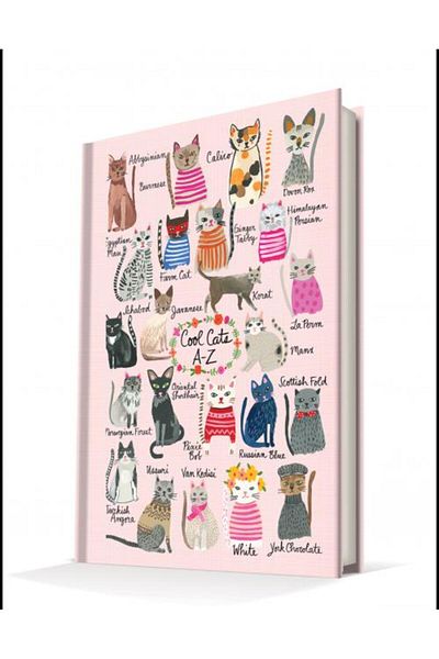 DEFFTER Cool Cats A-Z 14x20cm Hard Cover 96 Sheets Hardcover Notebook