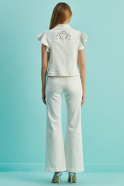 Guitar Wide Leg Ecru Cotton Trousers