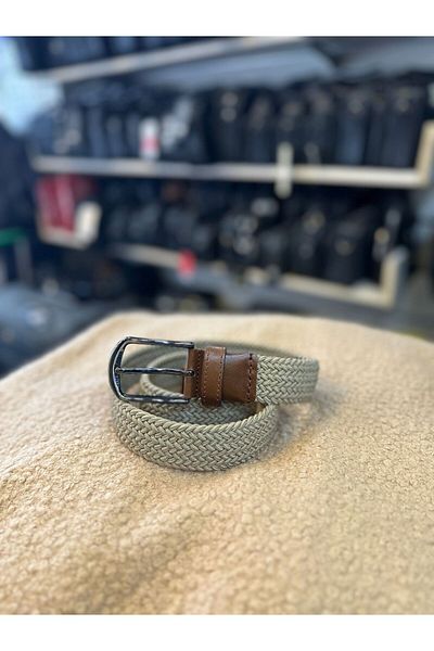 BENE GENUINE LEATHER 3.5 CM KNITTED PATTERNED BELT