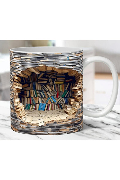 sıradışıhediyem 3 boyutlu 3 D kitaplık kupa barrdak