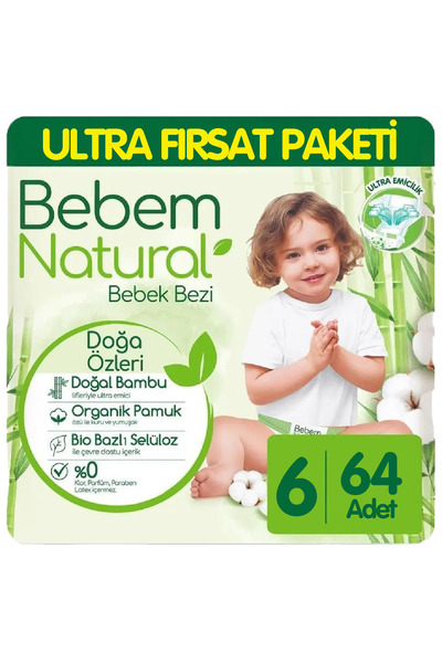 Bebem Natural Baby Diapers Ultra Opportunity Package Size 6 64 Pieces