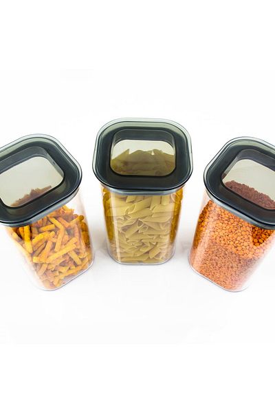 bizdeneve Set of 3 1.7 Lt. Square Food Container, Storage Container Set