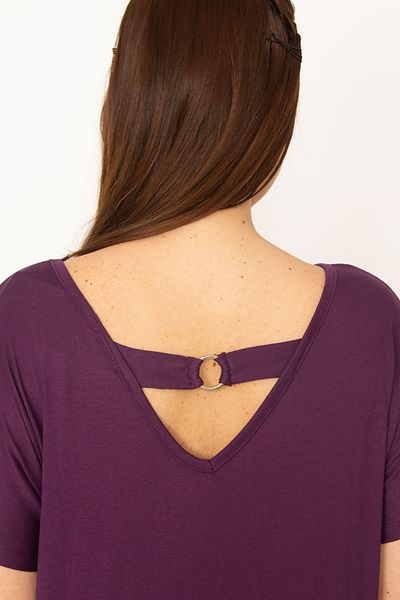 Şans Women's Large Size Plum Backless Viscose Tunic 65n15439