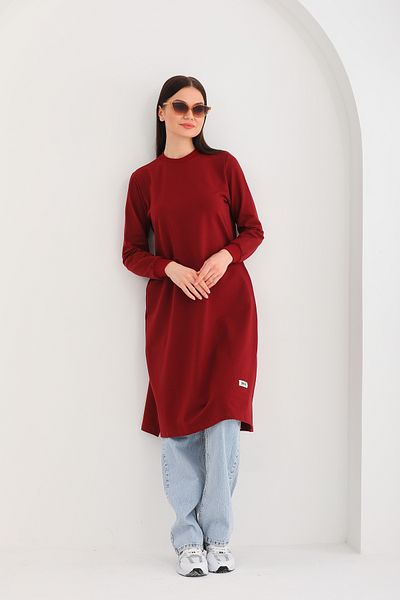 Elif Okur Hijab Long Tunic 110cm Claret Red 1207