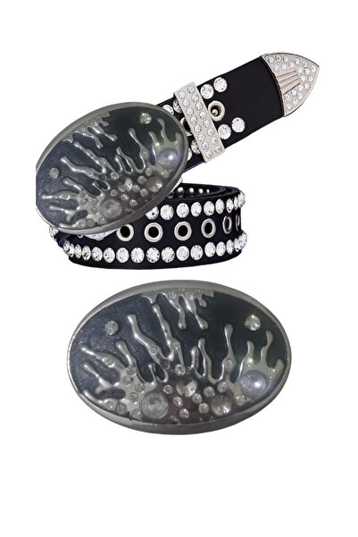 targay Ζώνη από γνήσιο δέρμα με καουμπόικη αγκράφα και πλήρως διακοσμημένη με...