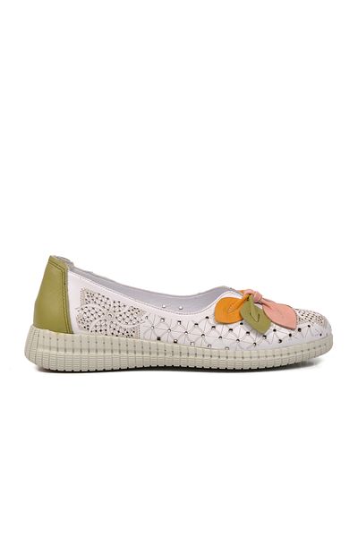 Venüs 2216111Y White-Powder Genuine Leather Women's Casual Shoes