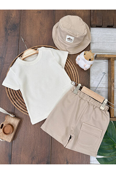 Genel Markalar Oversize Safari Şapkalı Cep Detaylı Omuzdan Çıtçıtlı Waffle Ts...