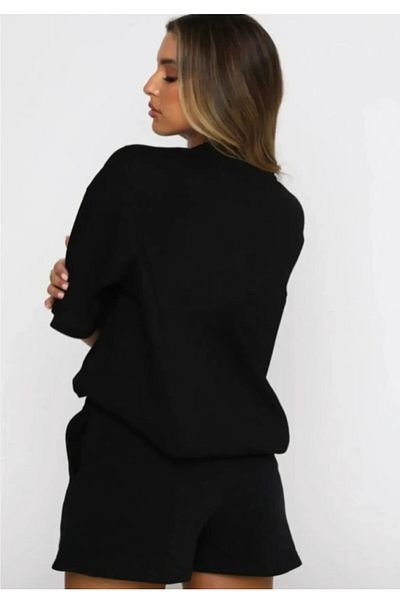 HIRSCH Set de tricou cu pantaloni scurți imprimați cu ursuleț de pluș supradimensionat de damă
