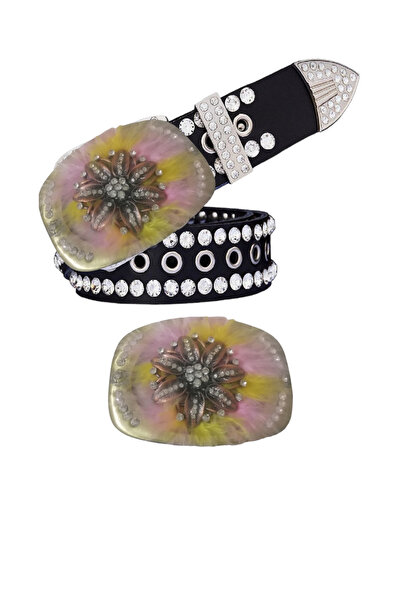 targay Ζώνη από γνήσιο δέρμα με καουμπόικη αγκράφα και πλήρως διακοσμημένη με...