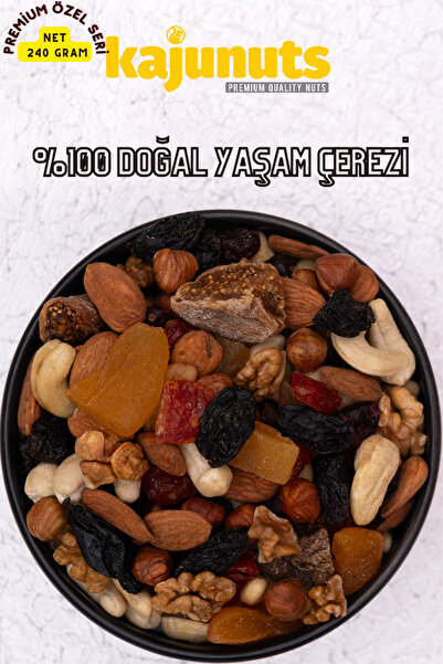 KAJUNUTS Premium Gurme Serisi Yaşam Çerezi Çiğ Karışık Kuruyemiş %100 Taze Le...