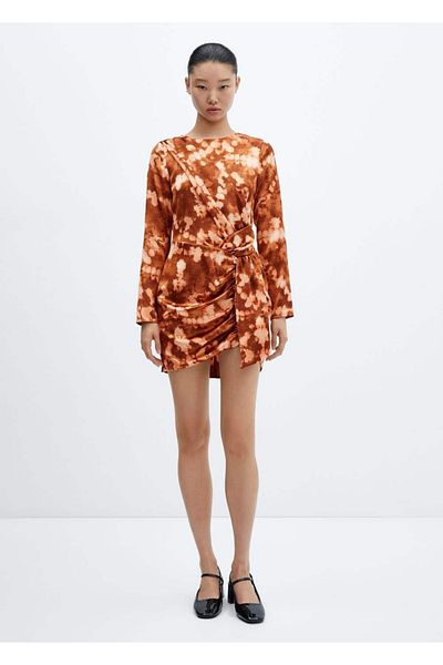MANGO Woman Κοντό φόρεμα Tie-Dye Draped