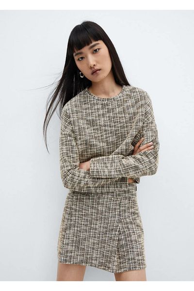 MANGO Woman Melted Tweed Sweatshirt