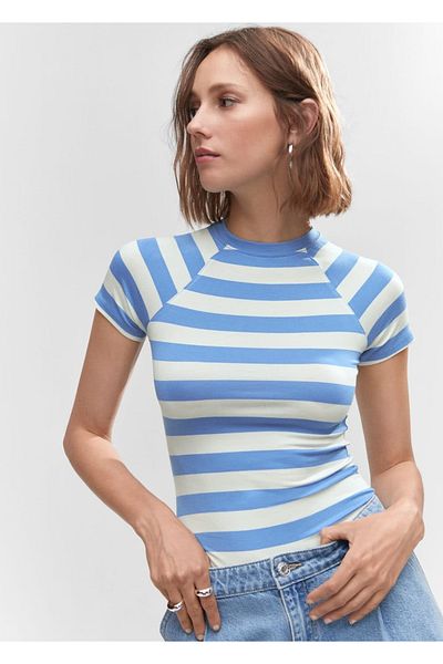 MANGO Woman Tricou cu dungi imprimat