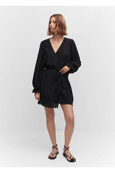 MANGO Woman Rochie țesută cu broderie