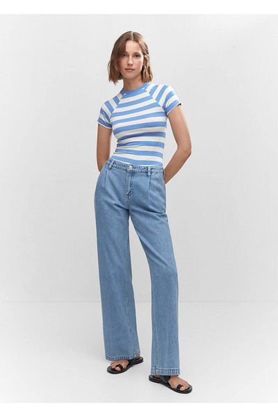 MANGO Woman Tricou cu dungi imprimat