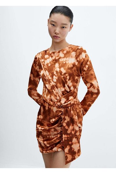 MANGO Woman Κοντό φόρεμα Tie-Dye Draped