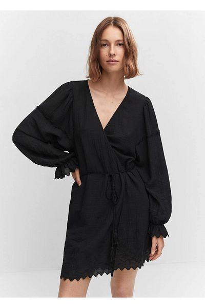 MANGO Woman Rochie țesută cu broderie