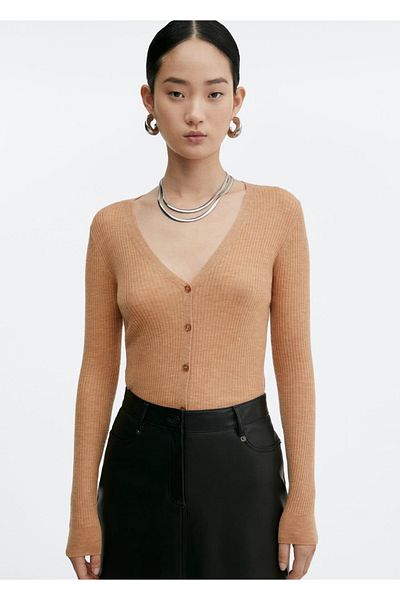 MANGO Woman Buttoned wool cardigan