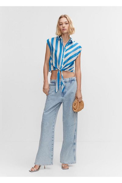 MANGO Woman Cămașă cu model și fundă