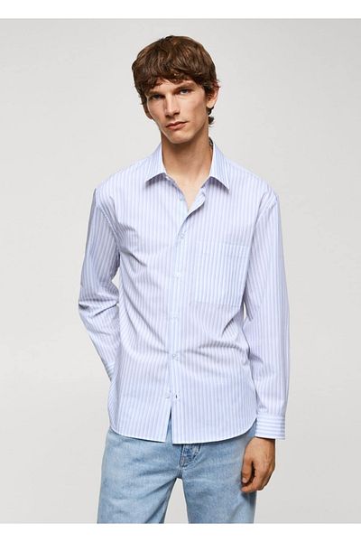 MANGO Man Bawełniana koszula oversize w paski